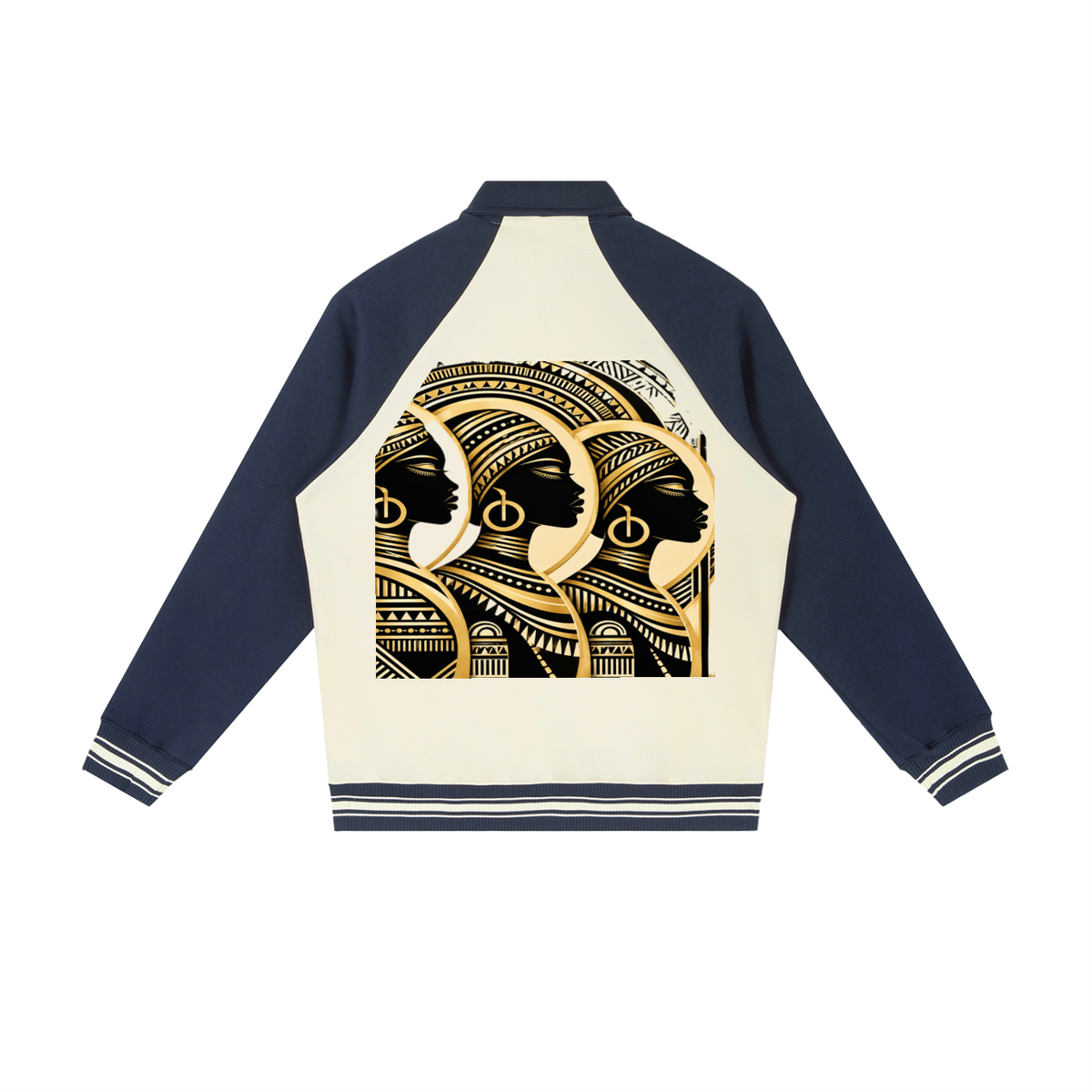 Royalty Contrast Raglan Sleeve Baseball Jacket