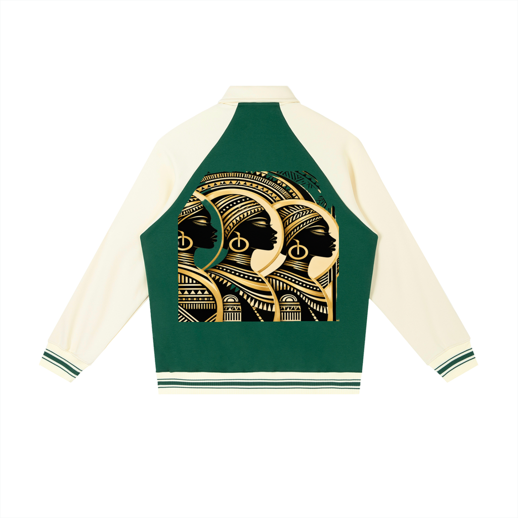 Royalty Contrast Raglan Sleeve Baseball Jacket
