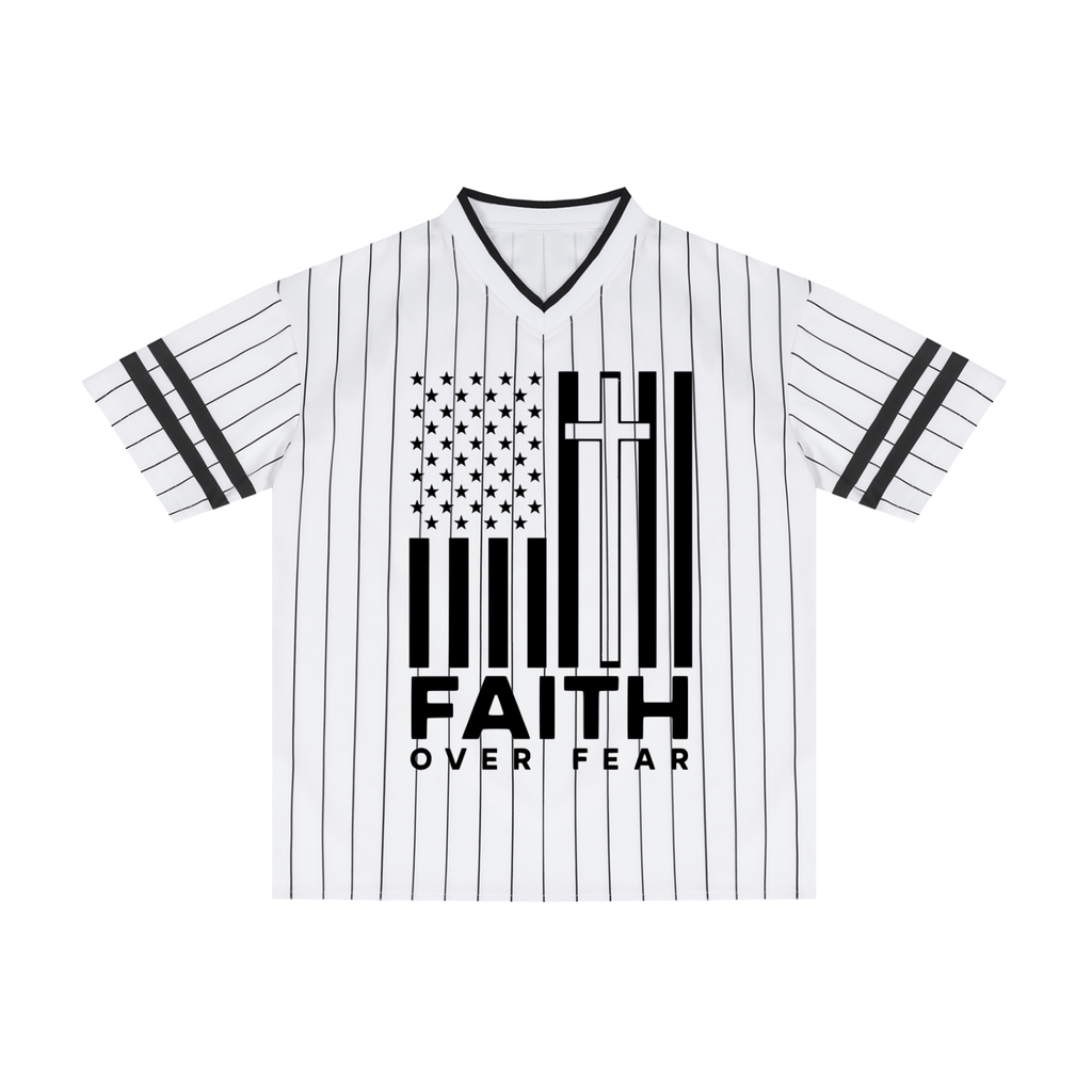 Faith Over Fear Unisex Striped Loose V-Neck T-Shirt
