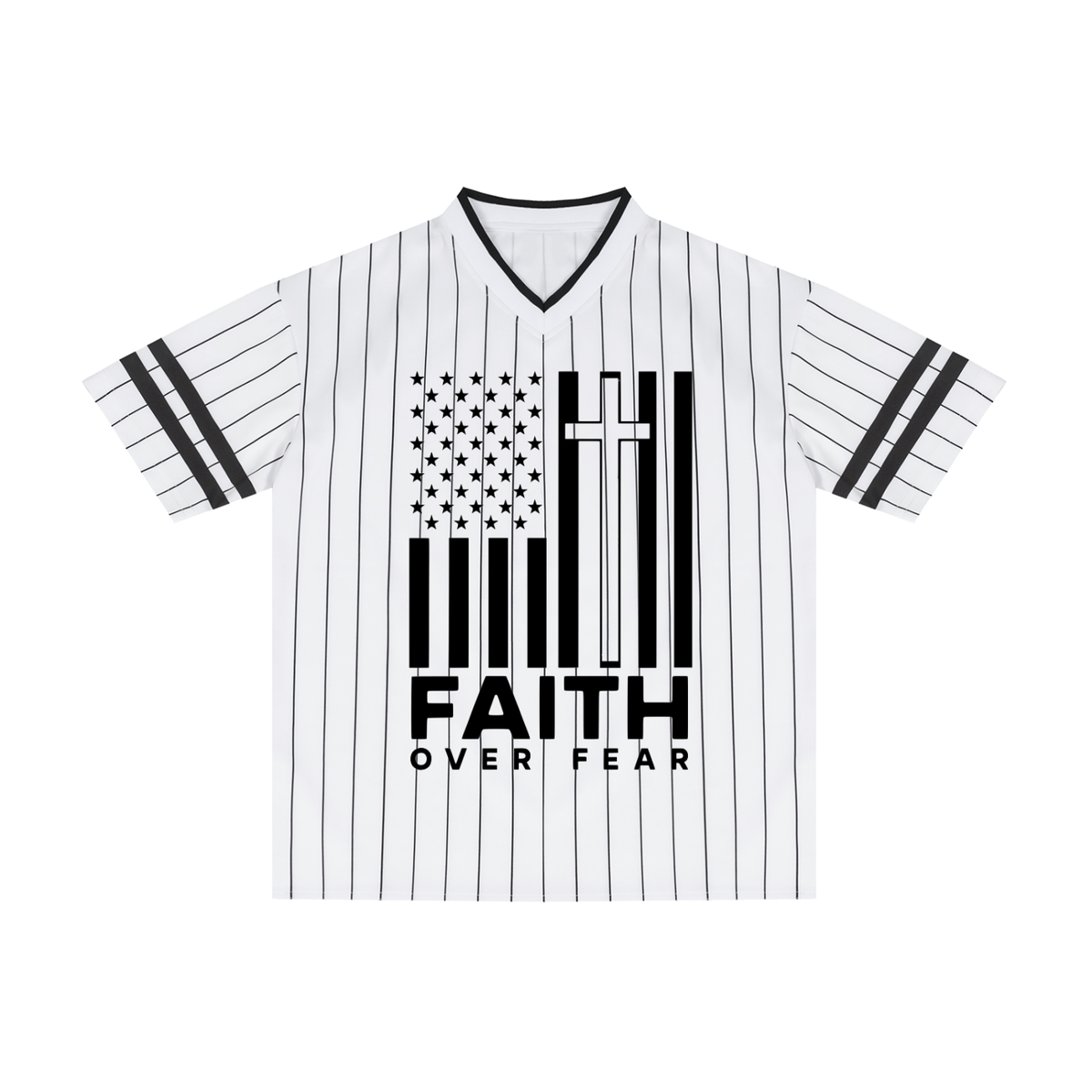 Faith Over Fear Unisex Striped Loose V-Neck T-Shirt