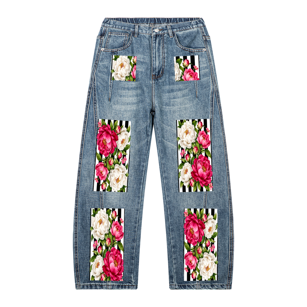 Peony Unisex Vintage Wash Barrel Leg Denim Jeans