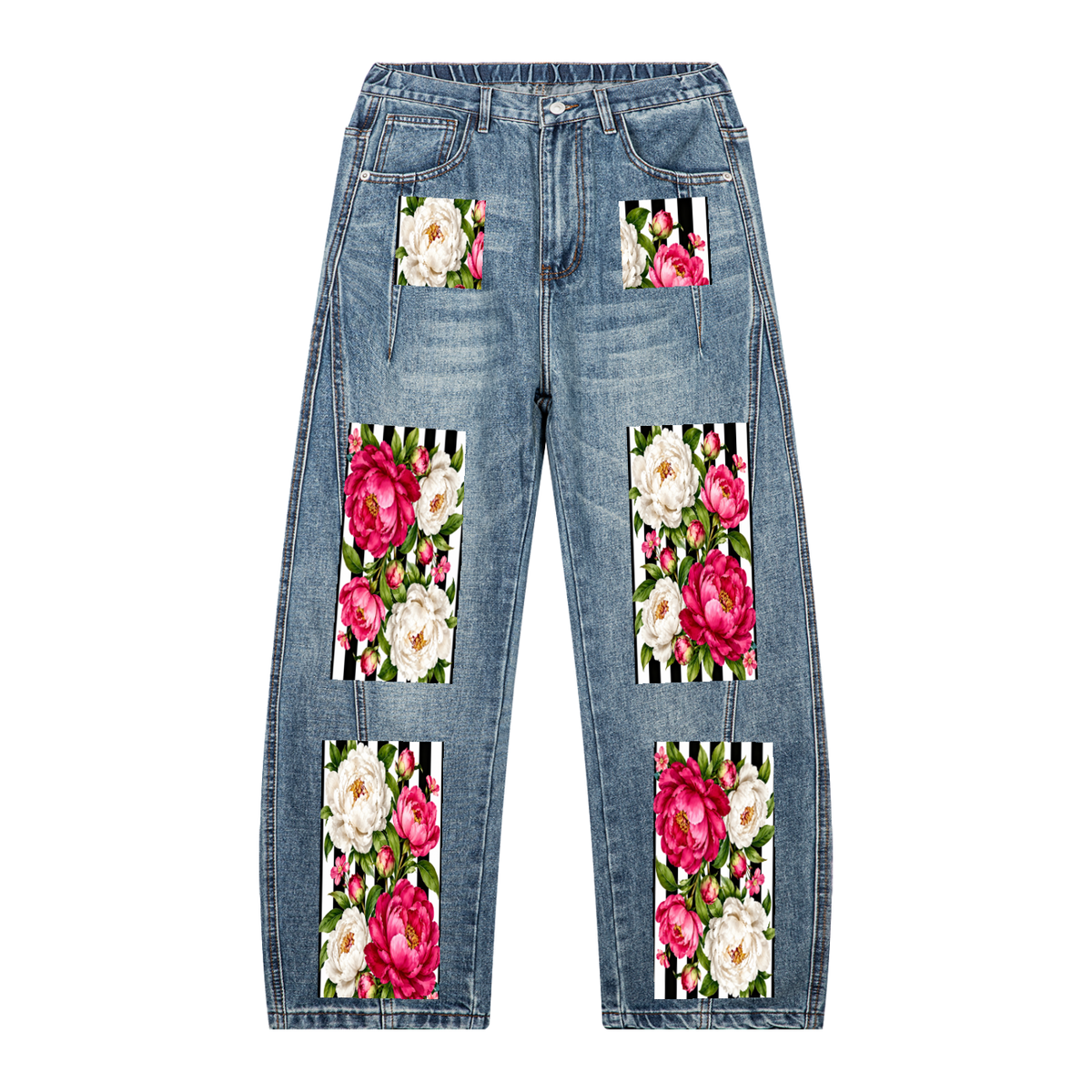 Peony Unisex Vintage Wash Barrel Leg Denim Jeans