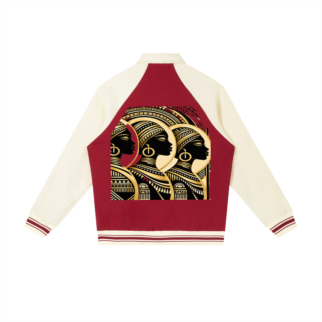 Royalty Contrast Raglan Sleeve Baseball Jacket