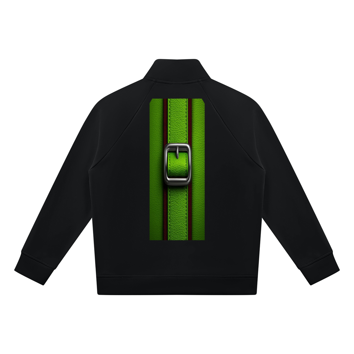 Unisex Stand Collar Jacket Green Buckle Design