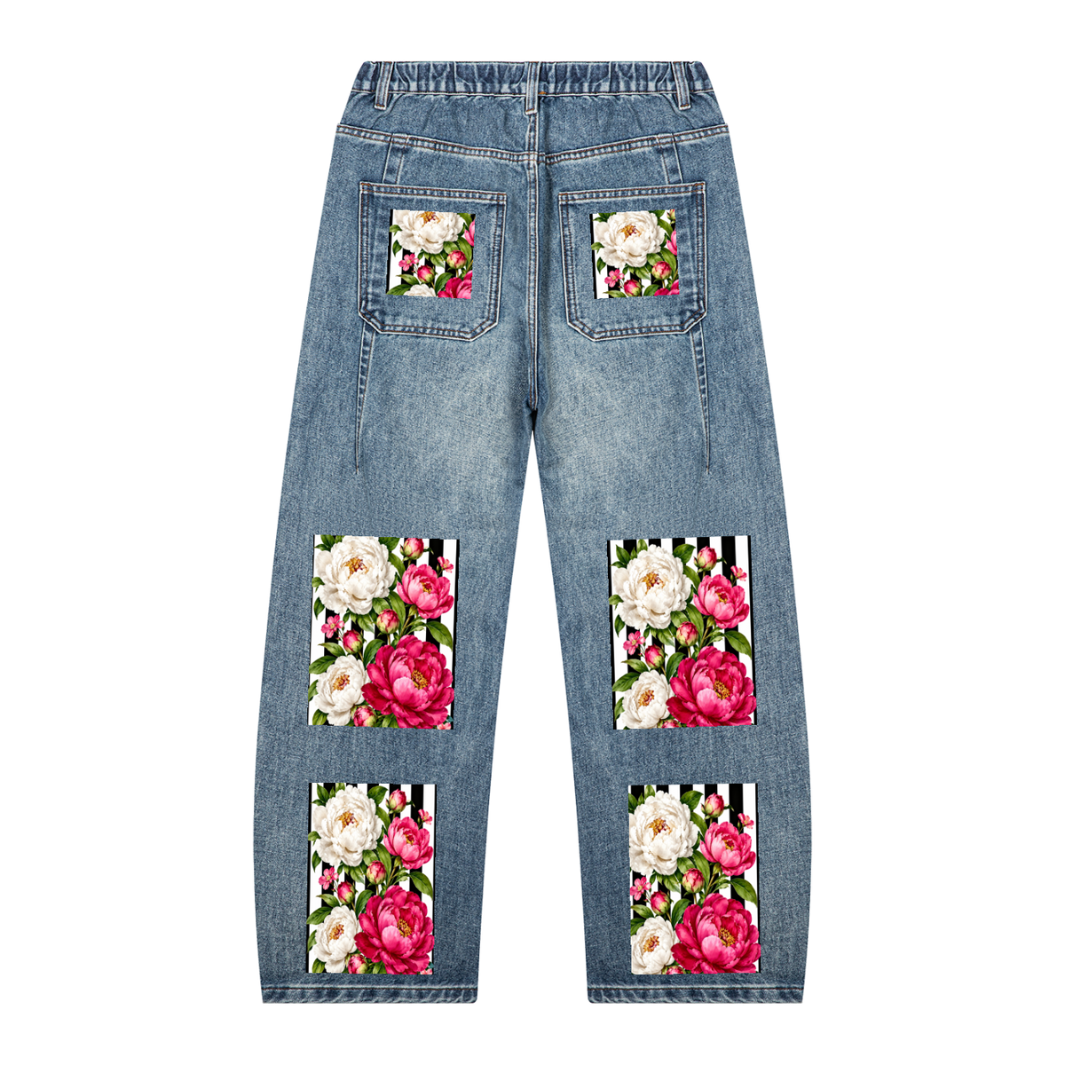 Peony Unisex Vintage Wash Barrel Leg Denim Jeans