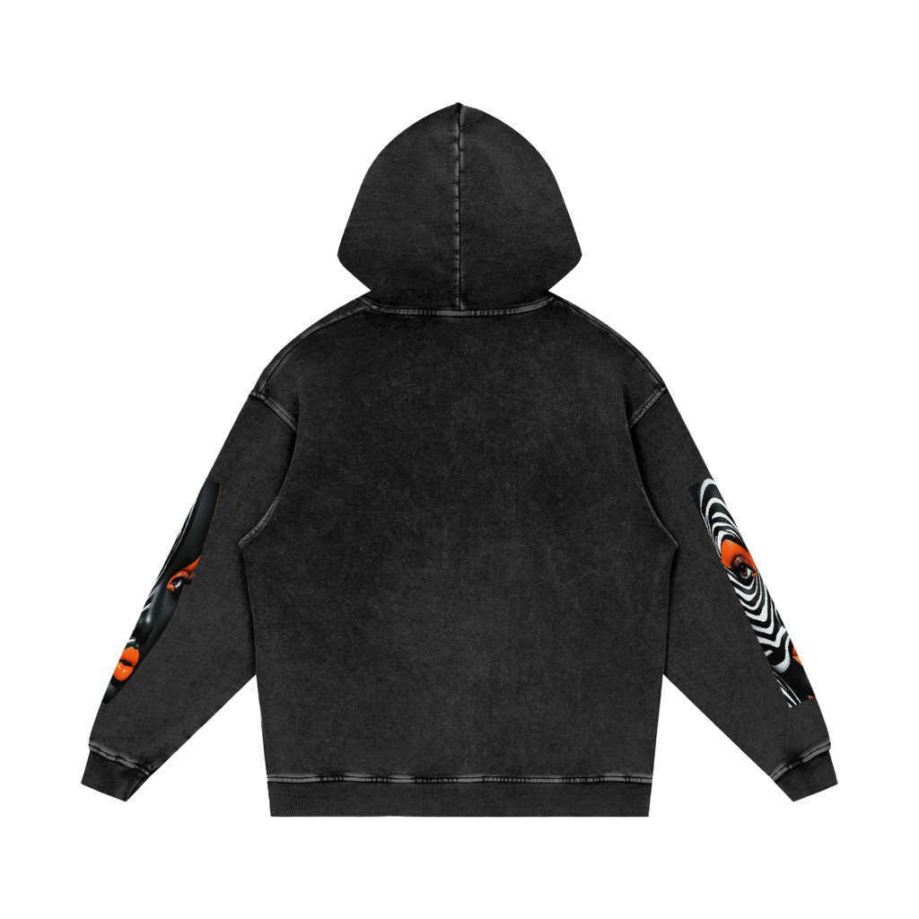 Snow Washed Loose Cotton Portrait Hoodie