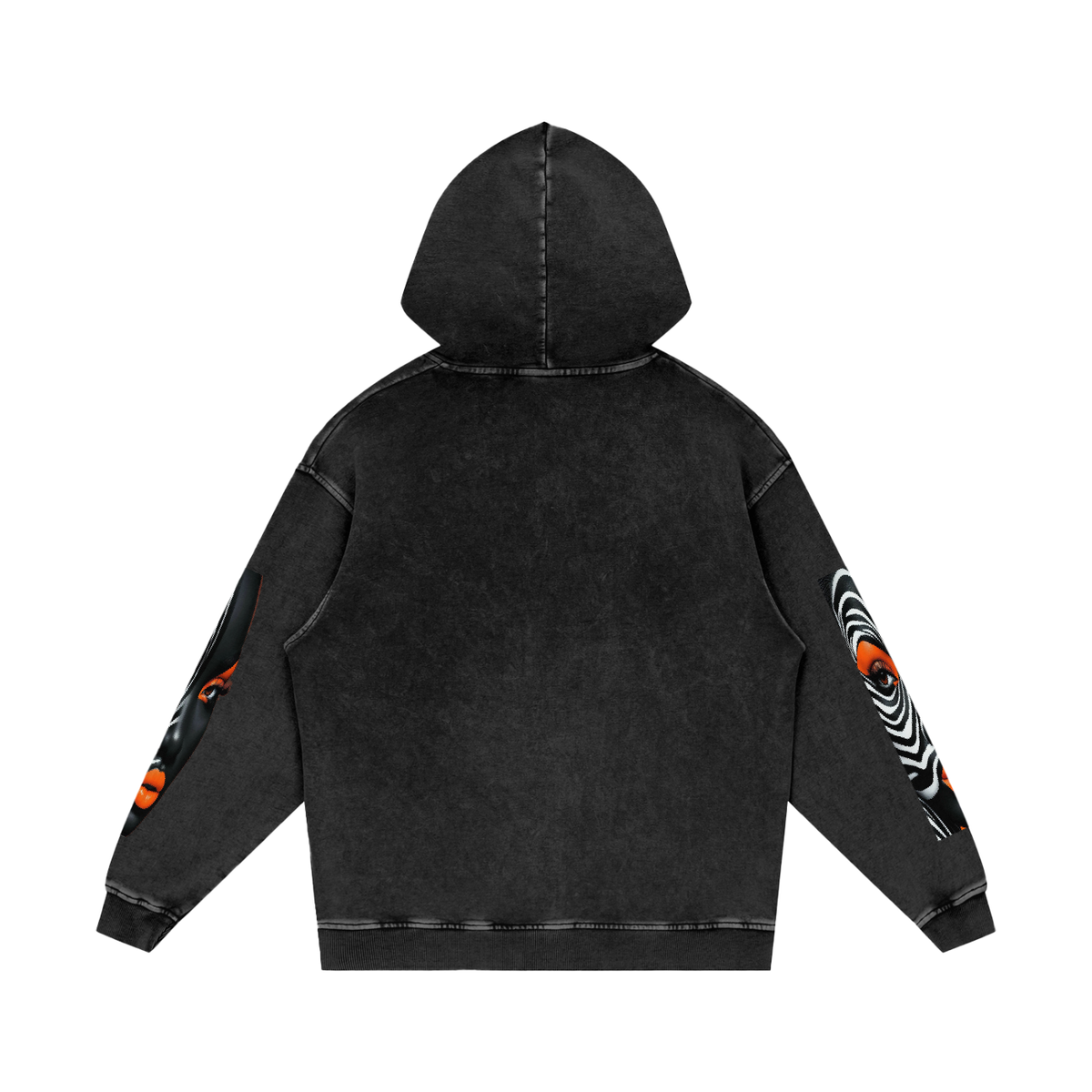 Snow Washed Loose Cotton Portrait Hoodie