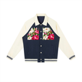 Peony Contrast Raglan Sleeve Baseball Jacket