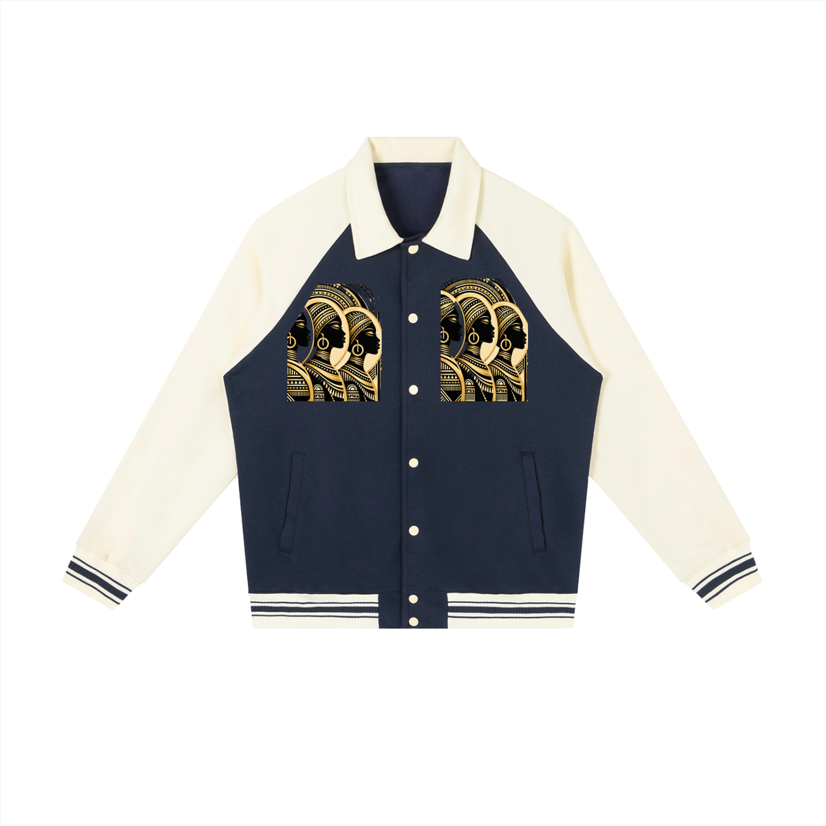 Royalty Contrast Raglan Sleeve Baseball Jacket