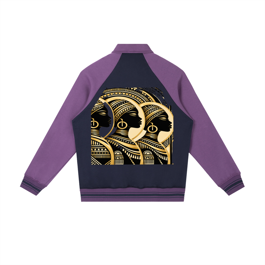 Royalty Contrast Raglan Sleeve Baseball Jacket