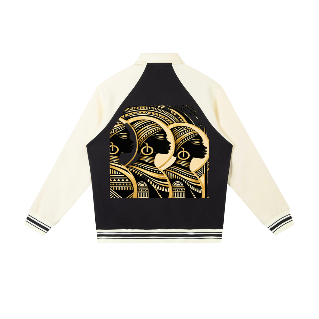 Royalty Contrast Raglan Sleeve Baseball Jacket