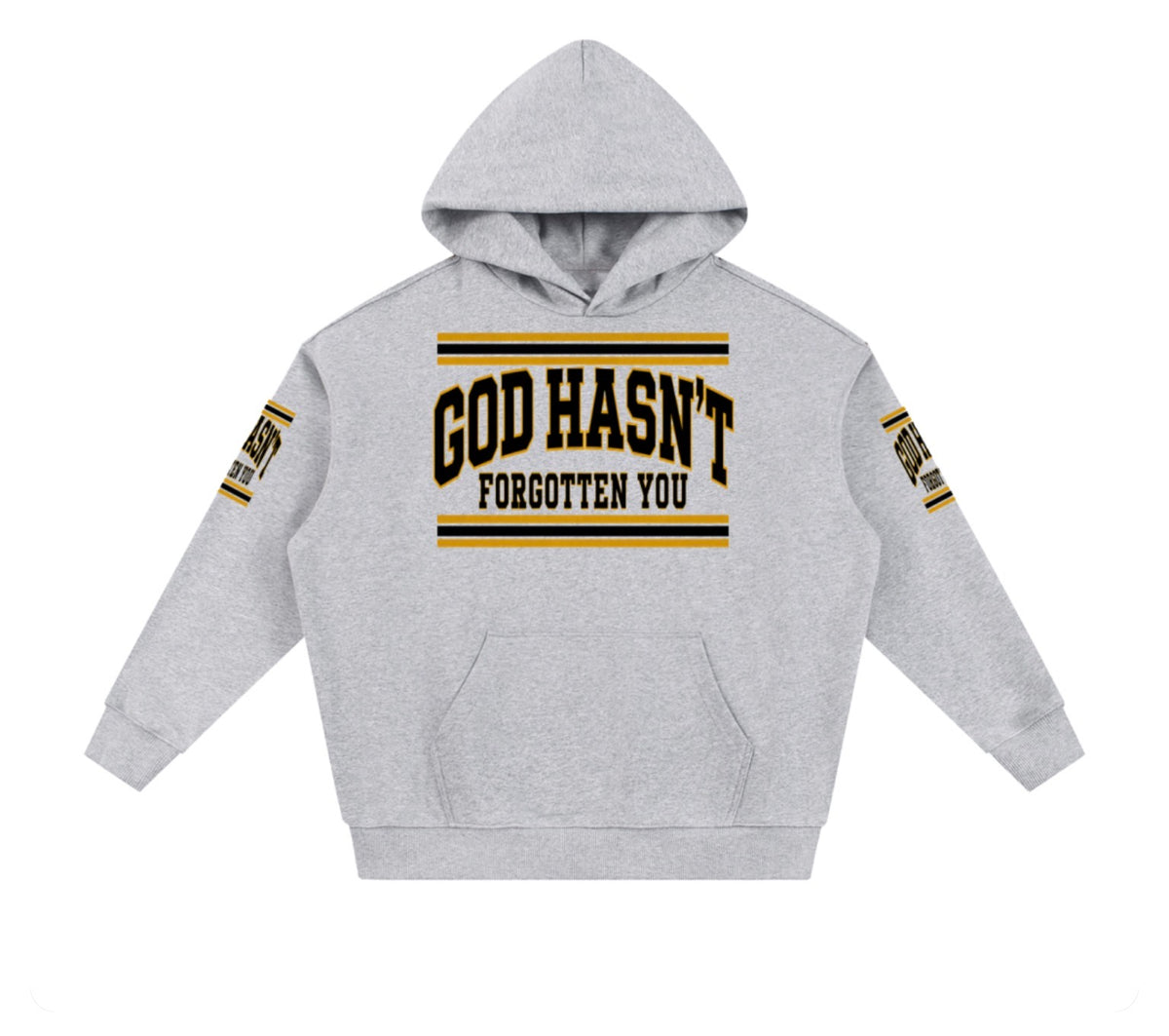 God Hasn't Forgotten You heavyweight varsity hoodie in flower gray